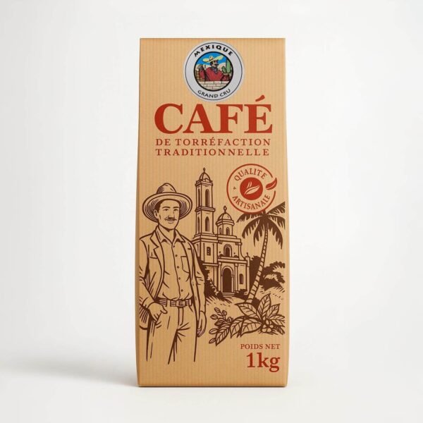 Café du Mexique. Un arôme parfumé, une saveur douce et un corps équilibré. Emballage kraft de 250g ou 1 kg